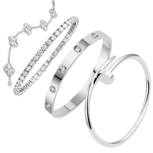 Stacked Elegance Set of 4 | Silver