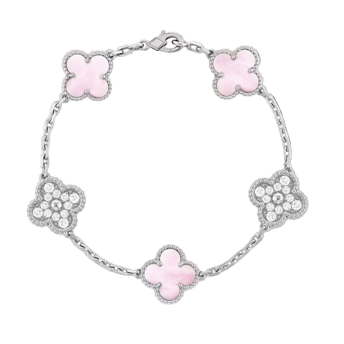 Silver Pink | Clover Diamond Bracelet