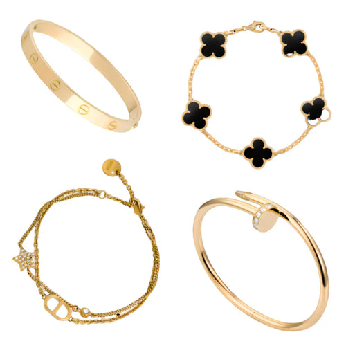 Set of 4 Bracelets | Black With Gold Edition