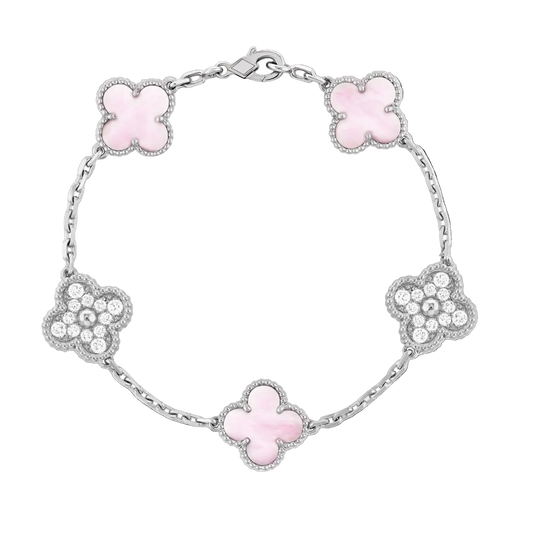 Silver Pink | Clover Diamond Bracelet