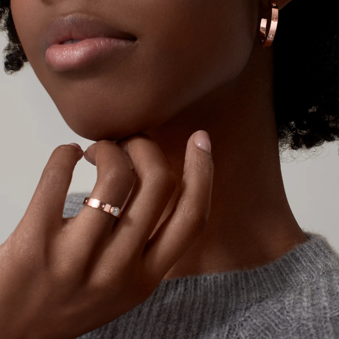 Louise Rosegold Earrings - 2 Diamond